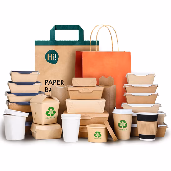 La aduana imprimió el envase de la lonchera para llevar/el cuenco de sopa de ensalada/las cajas del acondicionamiento de los alimentos del papel de Kraft