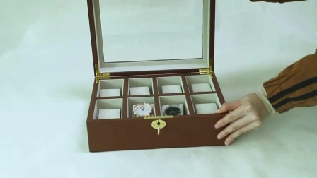 Joyero de empaquetado de la caja de regalo de la caja de reloj de cuero de la PU de lujo de encargo hecha a mano