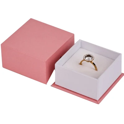 Caja rosada del anillo del pendiente del collar del papel rígido de la cartulina del mejor precio al por mayor para la joyería